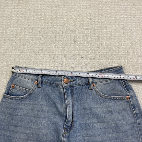 Kendall & Kylie Distressed Cut-Off Denim Mini Skirt Blue Raw Hem Casual Women’s - Picture 9 of 14